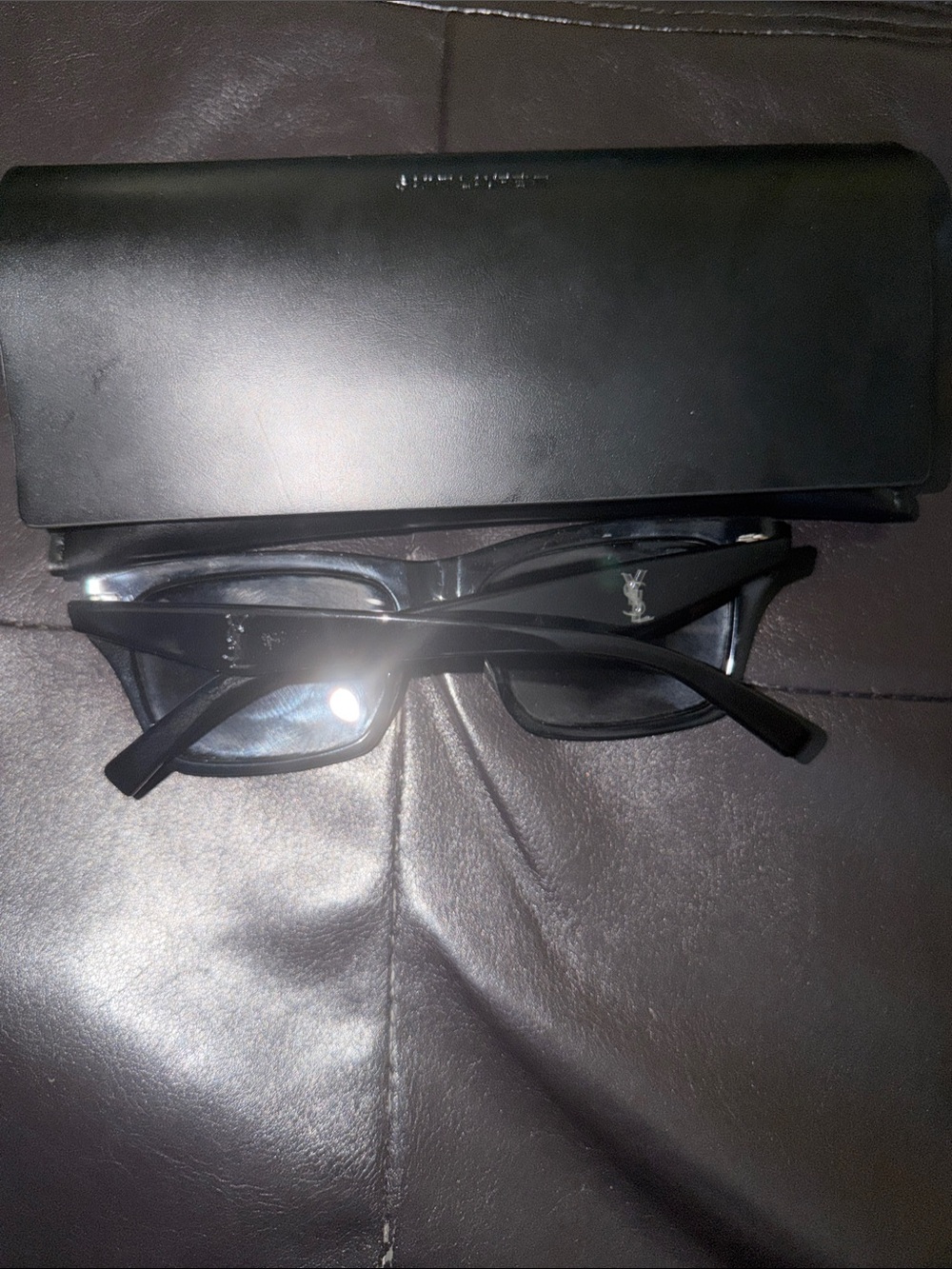Saint Laurent Black Rectangular Sunglass Frames with Case